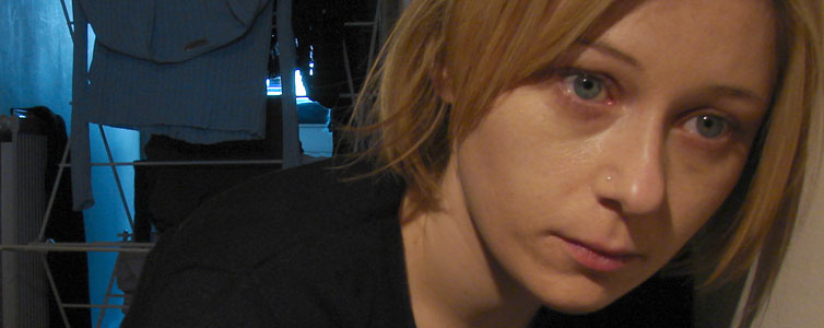 Sad and abused woman